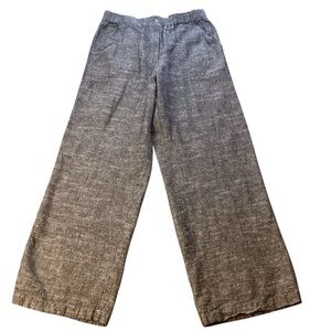 Max Studio Grey Linen Blend Wide Leg Trousers Pants Size Medium Tweed Heather